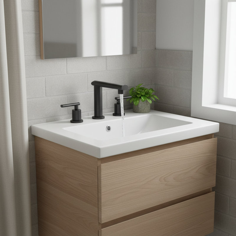 Modern Matte Black 8" Widespread 2-Handle Bathroom Faucet With Pop-Up Drain & Supply Lines, Lead-Free 304 Stainless Steel