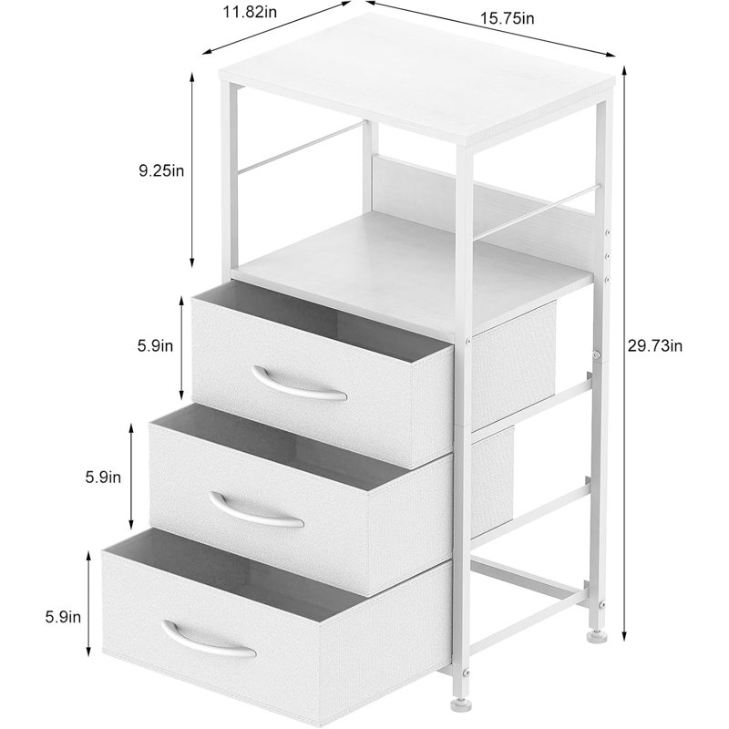 Ensemble de 2 tables de chevet avec tiroirs en tissu Ensemble de 2 tables de chevet avec tiroirs en tissu
