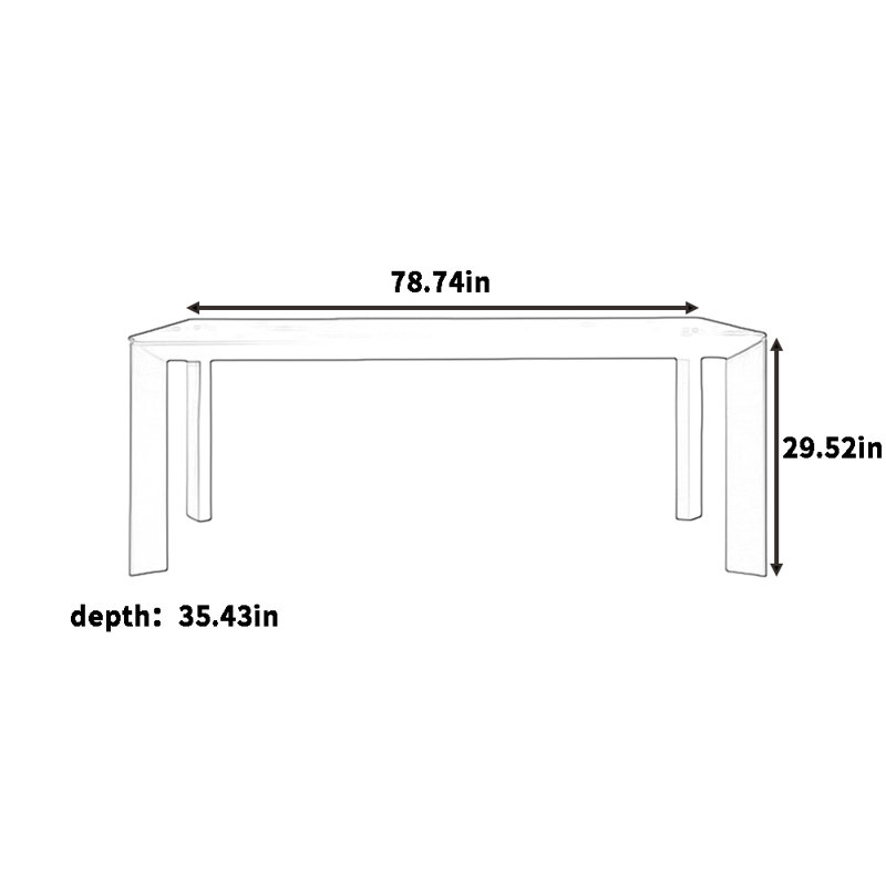 Table de salle à manger Minimalist, Blanc, H 29,52 po x L 78,74 po x l 35,43 po