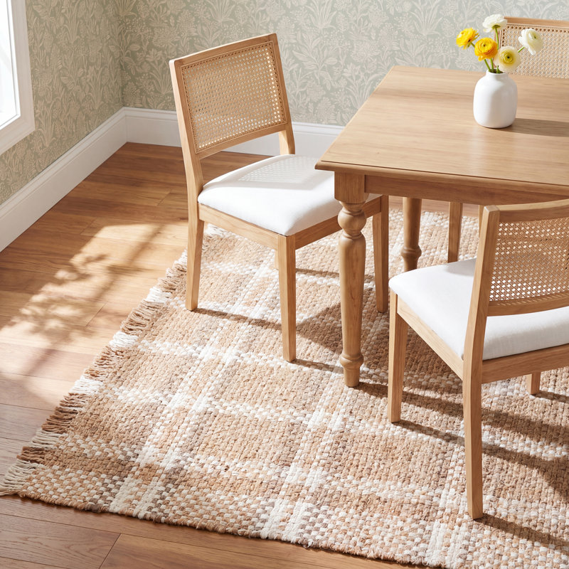 Natural Fiber Hand Woven Jute Pile Plaid Rug, Rectangle 8' x 10'