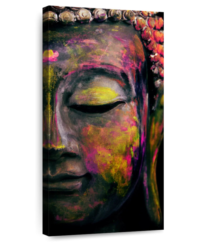 Bouddha aux couleurs vives, H 30 po x l 15 po