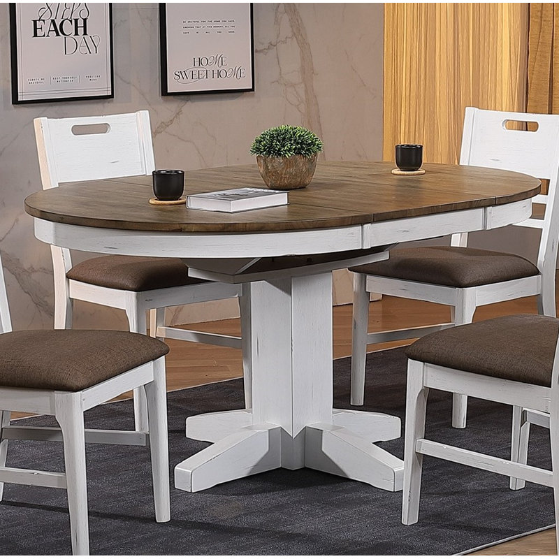 Solid Wood Extendable Round Pedestal Dining Table