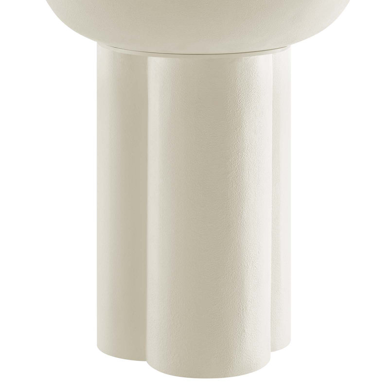 Caspian Round White Concrete and MDF Side Table