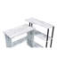 Bureau rectangulaire en L blanc antique et noir avec tablette de rangement polyvalente et fonctionnelle pour l'espace de travail