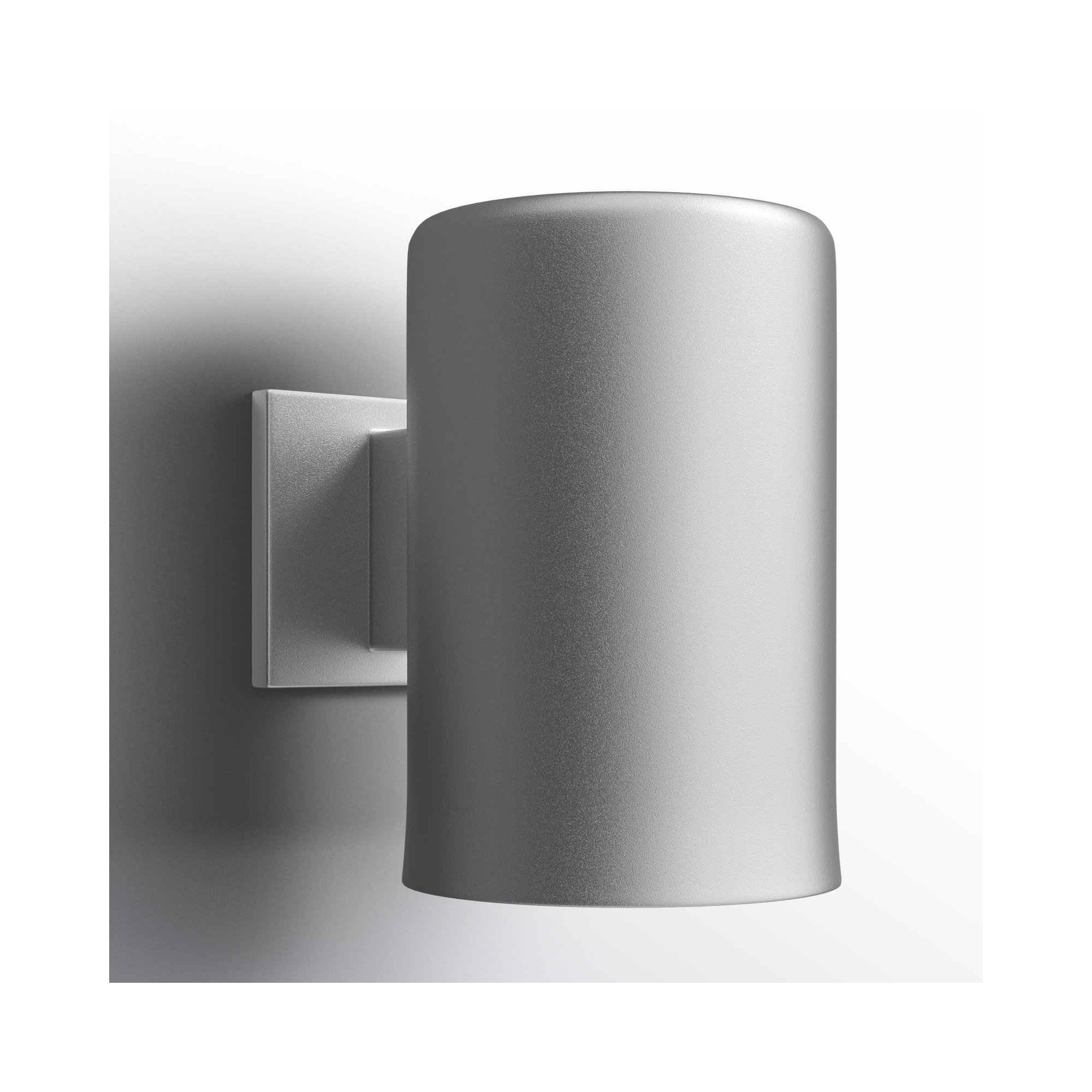 Single Light Cylinder Outdoor Aluminum LED Wall Light, 9" H x 6" W x 6" D, Painted Brushed Nickel
