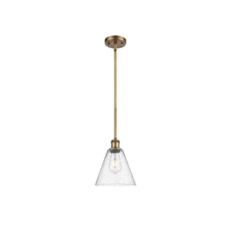 Luminaire suspendu en forme de globe à 1 lumière Anairis, Ampoule non incluse, H 42,75 po x l 8 po x P 8 po, Laiton brossé