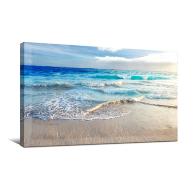Nautical & Beach Ocean Waves Beach Sand Sky Clouds Sunlight Horizon