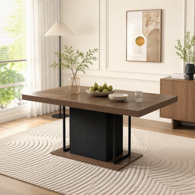 Rectangle Extendable Dining Table for 6-10 with Aged Wood Finish