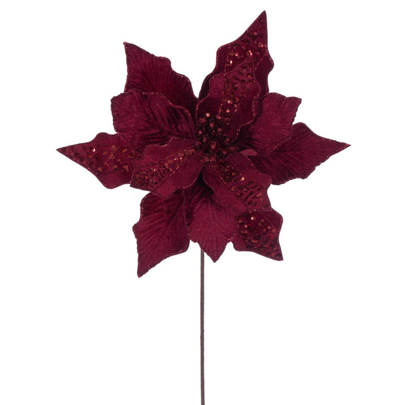 Tige de poinsettia rayée 10 po x 20 po Il comprend trois pièces par sac., Rouge foncé