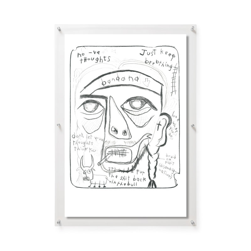 Just Keep Breathin par Gareth Maguire, H 36 po x l 24 po, Argent / cadre flottant transparent