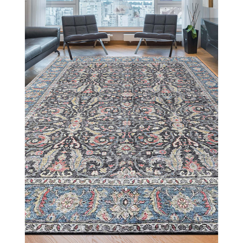 Tapis rectangulaire en laine noué à la main, Rectangulaire 8 pi x 10 pi