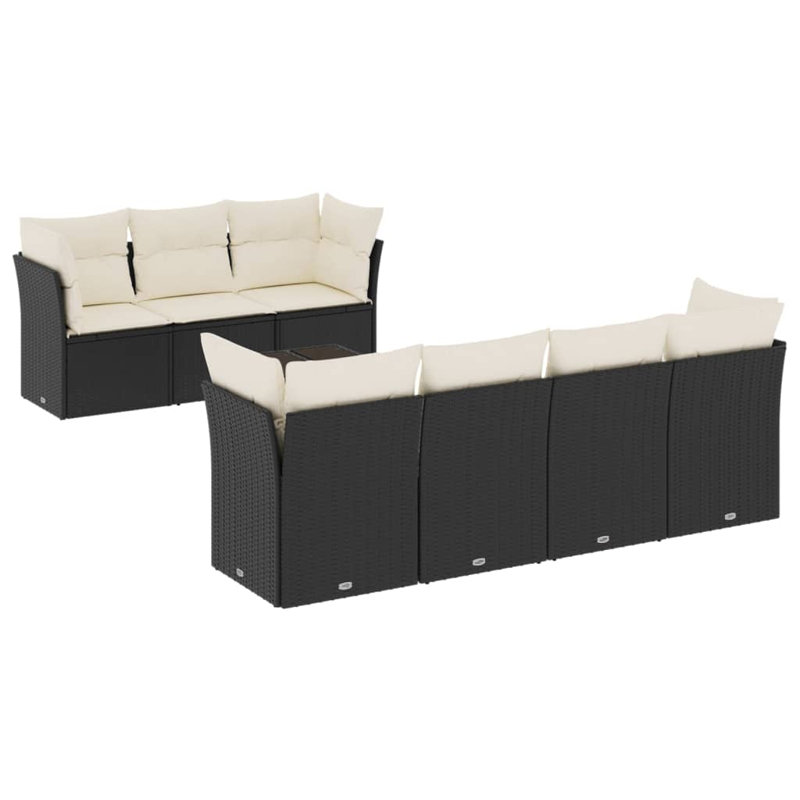 Ensemble de canapé de jardin Vidaxl noir, blanc crème