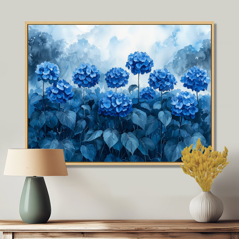 Jabel Hydrangeas In A Summer Storm - Hydrangea Wall Art, Wrapped Canvas, Does Not Apply, 24" H x 32" W
