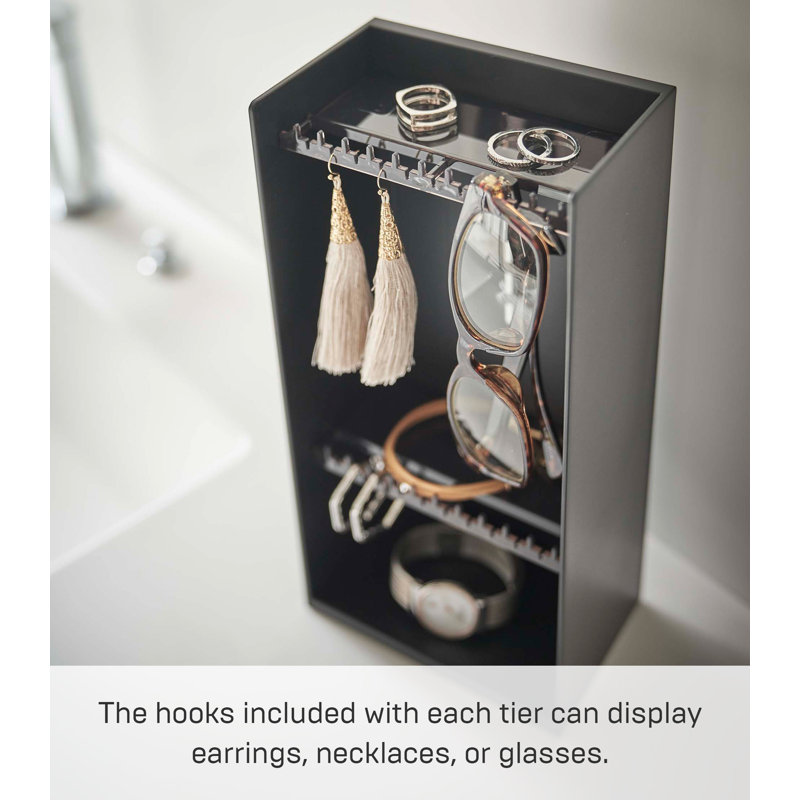 Compact Adjustable Black Metal Jewelry and Makeup Organizer