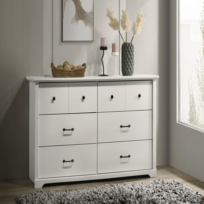 Commode 6 tiroirs l 57 po avec poignées noires