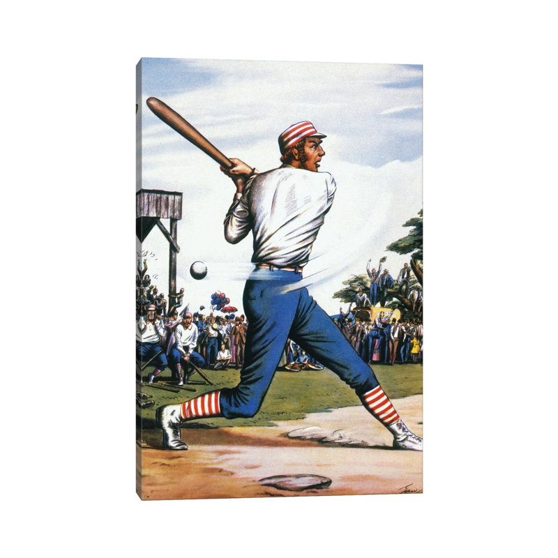 Casey At The Bat, 1888 by Edward Wilson - Wrapped Canvas Painting, 20.32 cm H x 30.48 cm W