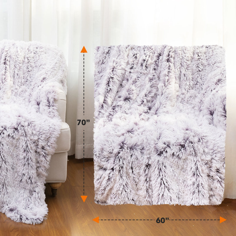 Purple Ombre Reversible Faux Fur Throw Blanket 60" x 70"