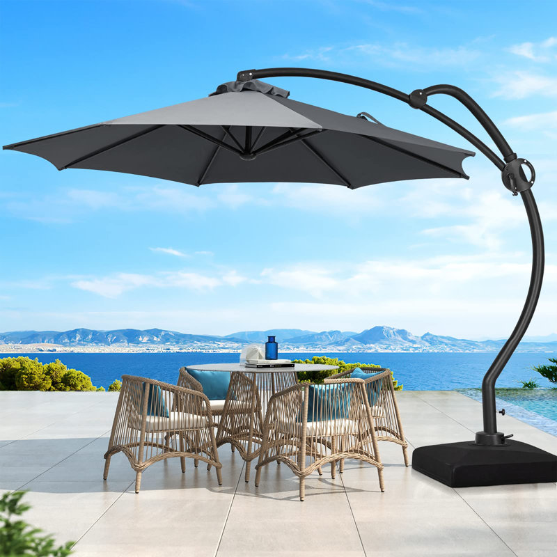 Parasol en porte-à-faux 120 po Beesan, gris