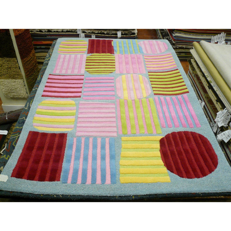 Kruetzen Kids Hand Tufted 80% Wool And 20% Cotton Rug, Rectangle 5' x 8'