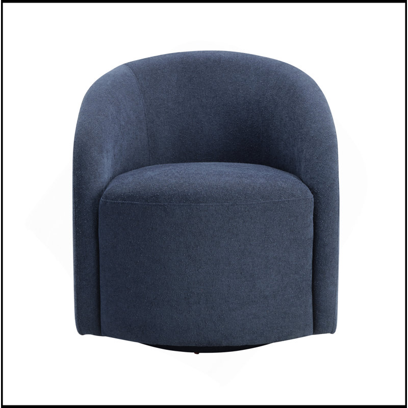 Fauteuil demi-tonneau pivotant en bois massif Boucle, Bleu