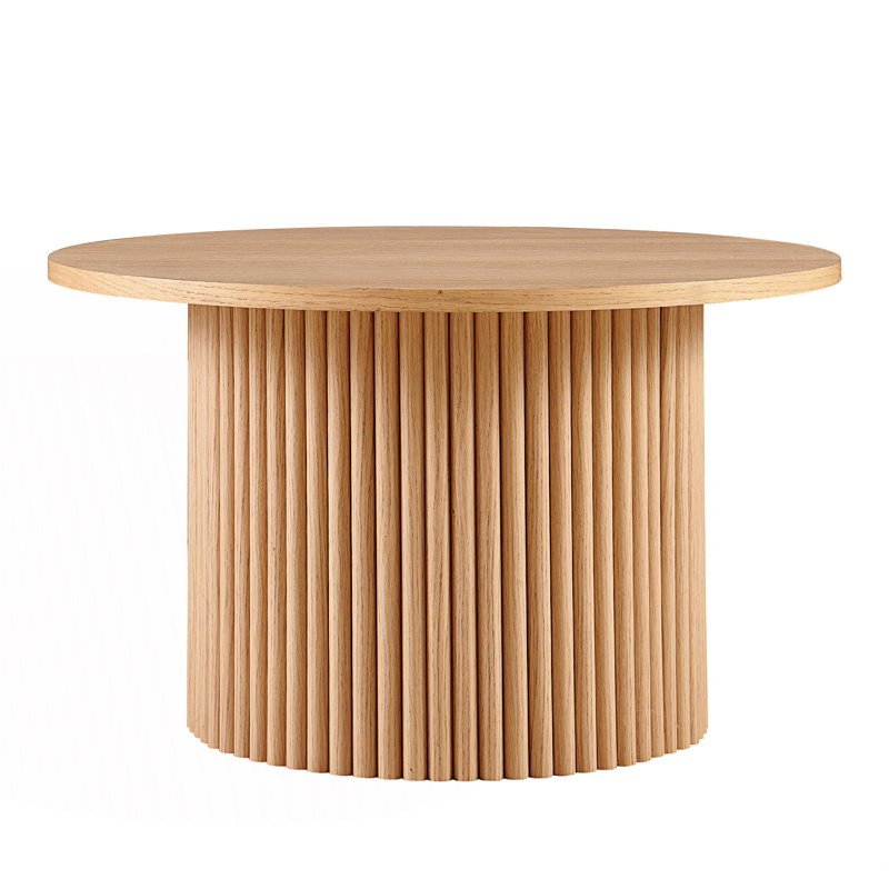 Table basse ronde, table basse Farmhouse Circle avec base en métal, table d'appoint pour canapé, table de salon, Chêne