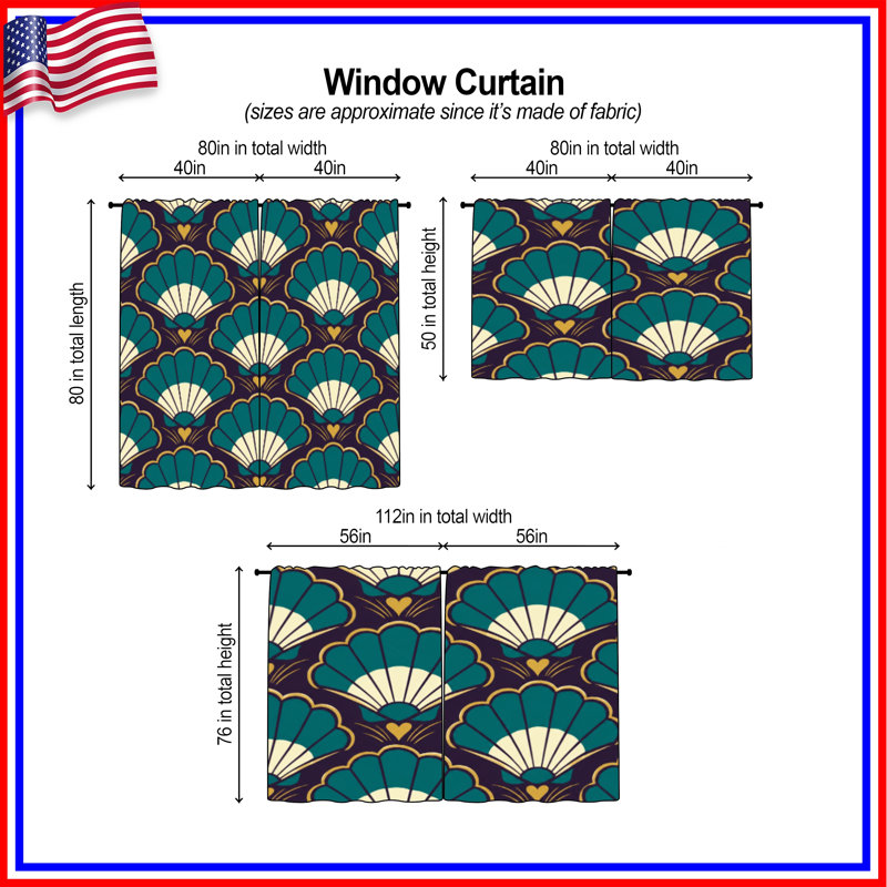 Rideaux de fenêtre Art Deco, 40in x 82in - 2 panels, Sheer