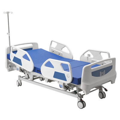 Lit d'hôpital électrique complet 5 fonctions de qualité supérieure, lit médical électrique ICU avec Trendelenburg et Trendelenburg inversé et système de verrouillage central avec roulettes de 5 po pour hôpital à domicile, chargement de 550 lb