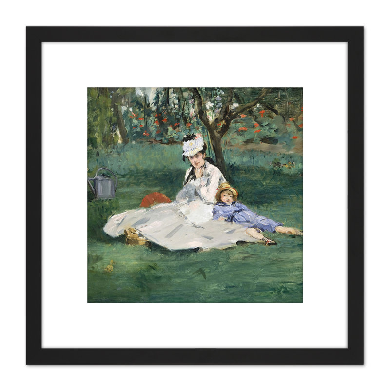 Monet Family In Their Garden Argenteuil by Édouard Manet - Single Picture Frame Painting