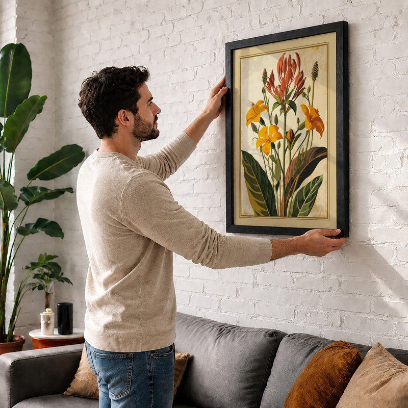 Protea Study Botanical - Framed Print, A2 - 59.4 x 42.0 cm, White
