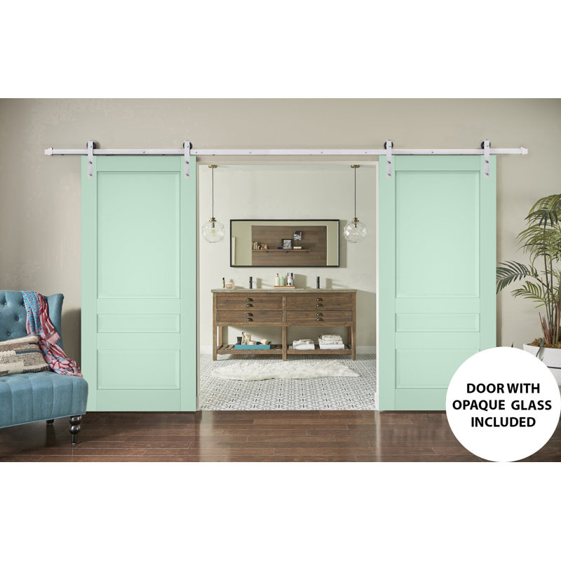Portes de grange à panneaux en bois Veregio, 56 po x 84 po, Olive