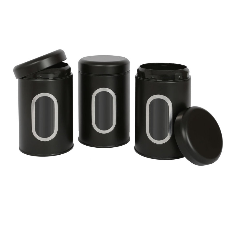 Harbour Housewares - Food Storage Container with Window, Black, 3