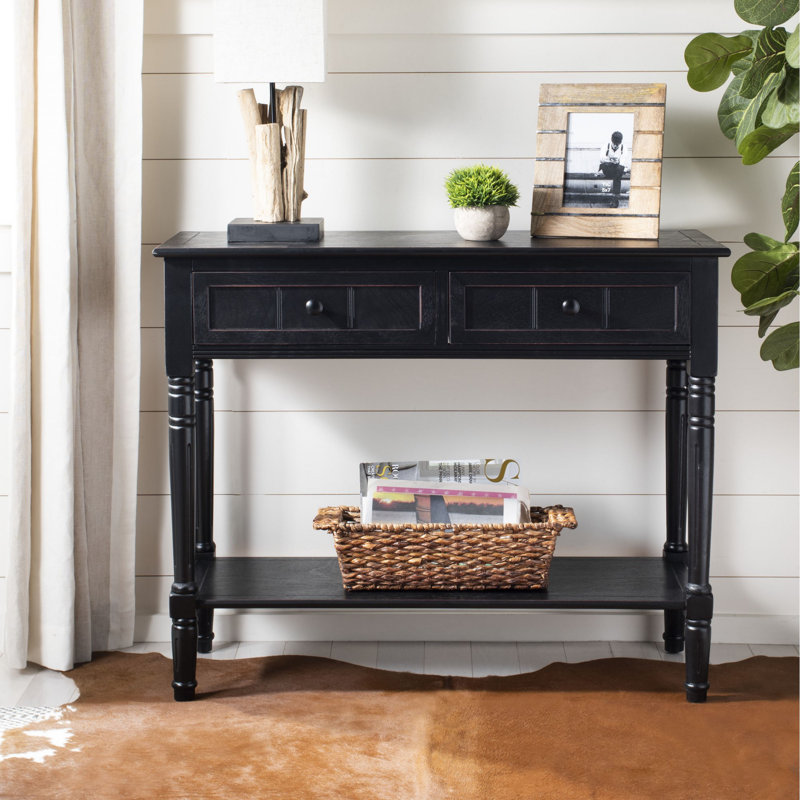 Malmesbury 35.8'' Console Table, Distressed Black