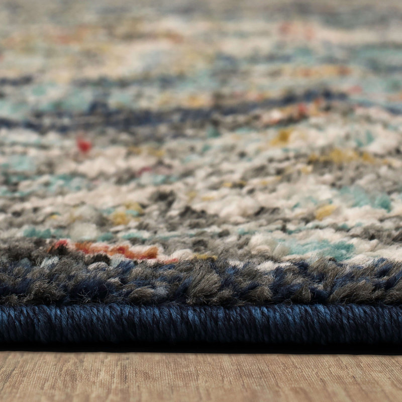 Devonshire Blue Ornamental Medallion Area Rug, Rectangle 3'3" x 5'