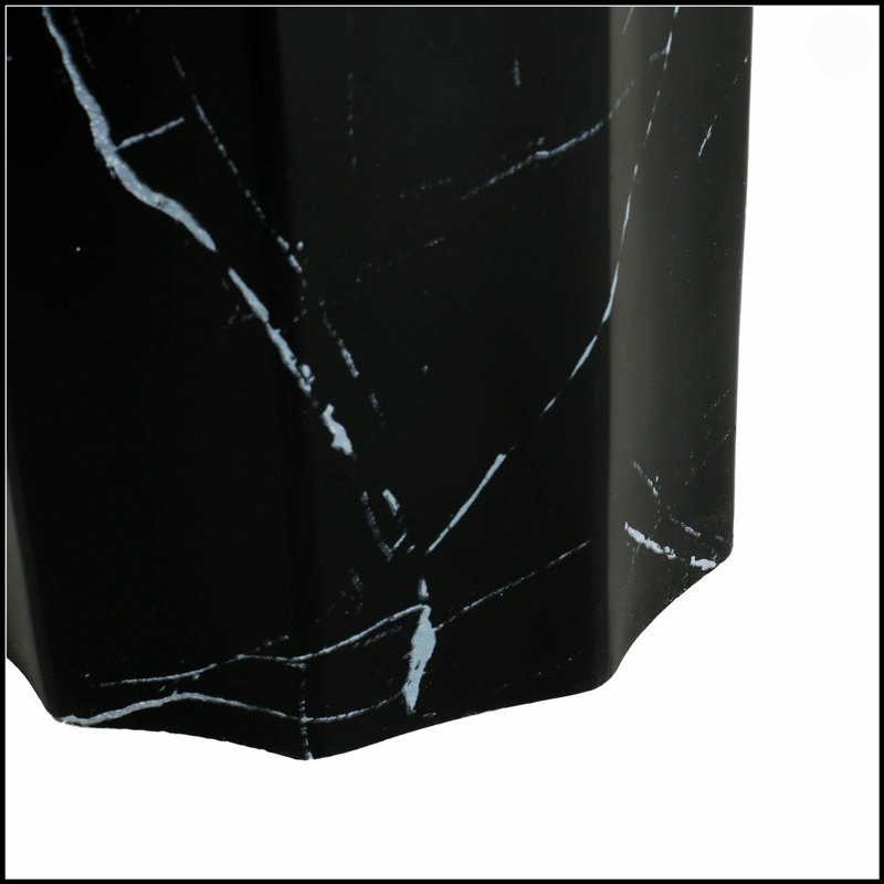 Table d'appoint d'extérieur en béton noir à effet marbre léger, table de bout Mgo de salon, polyvalente et élégante