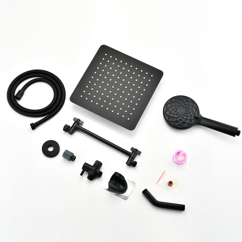 Matte Black Handheld Shower Head With Extension Arm - Adjustable 100 Nozzle Rainfall Angle, Matte Black