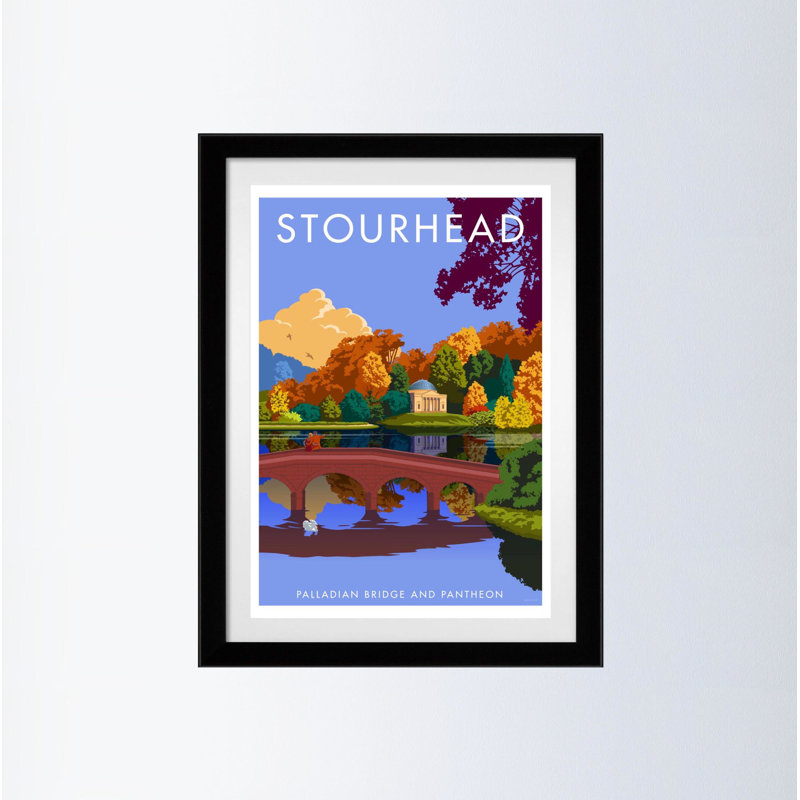 Stourhead by Stephen Millership - Print, 54cm H x 44cm W x 2.2cm D, Black