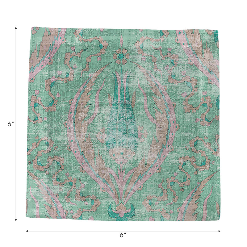 Byzantine Jewel Hemstitch Cocktail 6" Linen/Cotton Napkin, Green