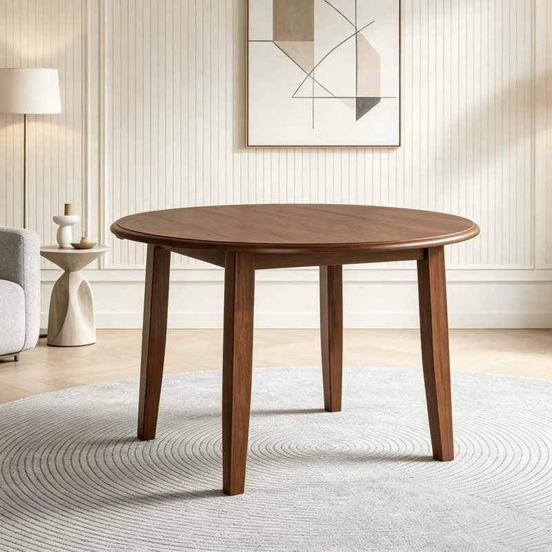 Table de salle à manger extensible ronde pour 2 à 4 personnes, Brun
