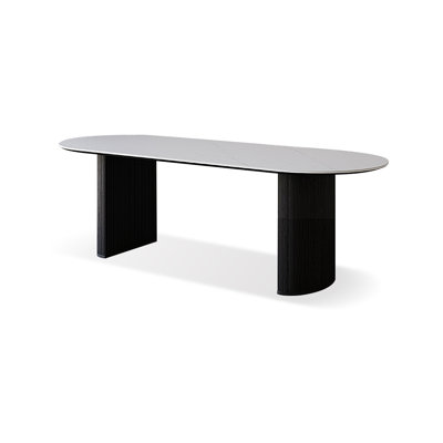 70.87" Black Oval Solid Wood Dining Table