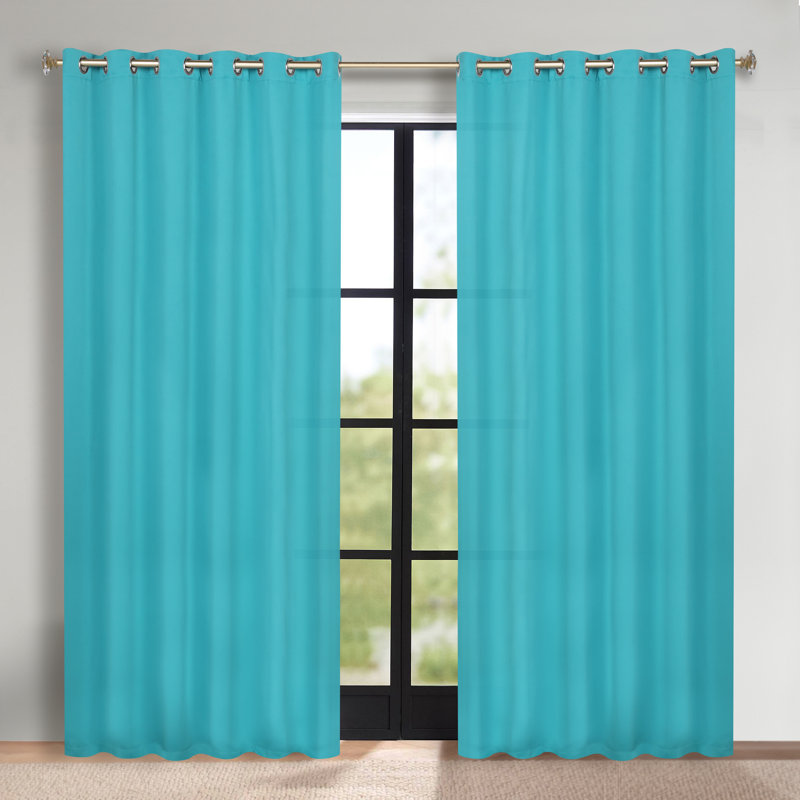 Paire de rideaux obscurcissant avec œillets Millendon, Turquoise, L 70 po x L 120 po