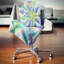 «Dancing Blue Fractal Flower» - coussin à imprimé floral-30718853-30718857
