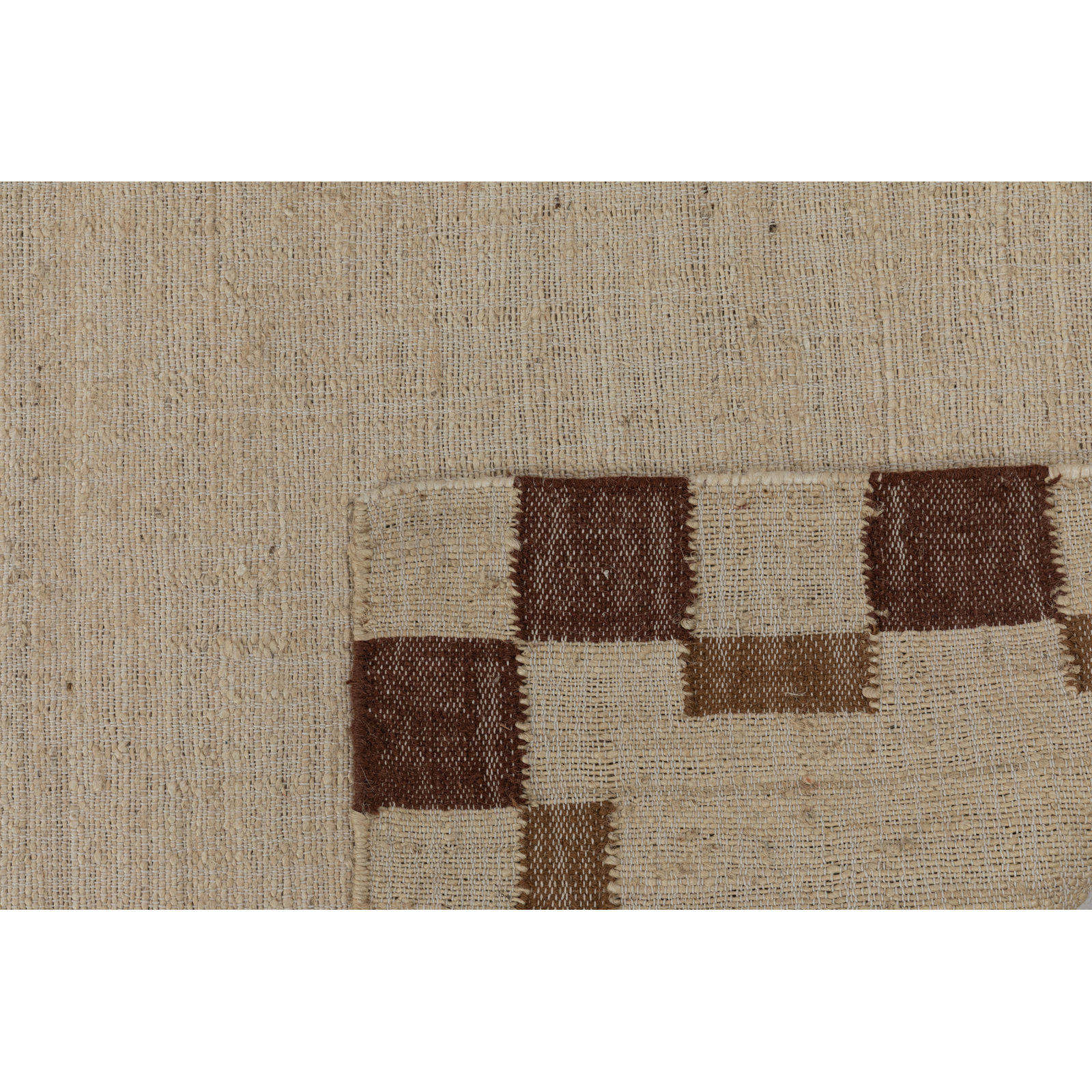 Heidi Flatweave Jute Checkered Scandinavian Rug, Red, 2'6x8'