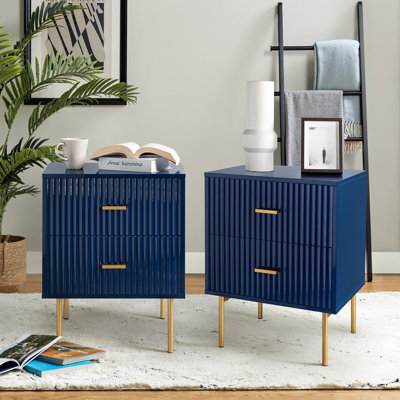Alexandera 25.2'' H Modern Nightstand with Two Drawers(Set of 2)