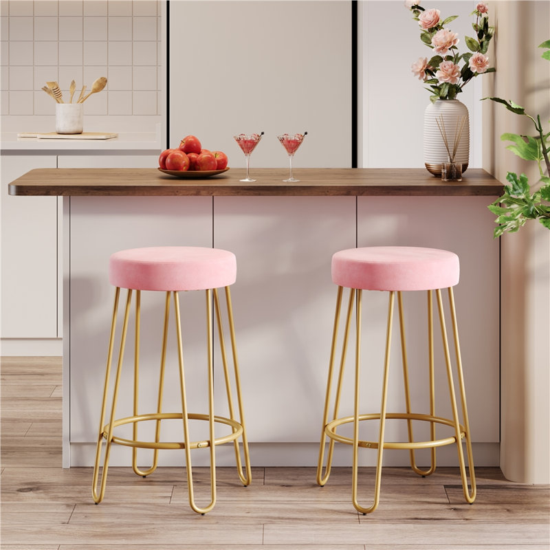 Cedernier Upholstered Counter Stool, Pink
