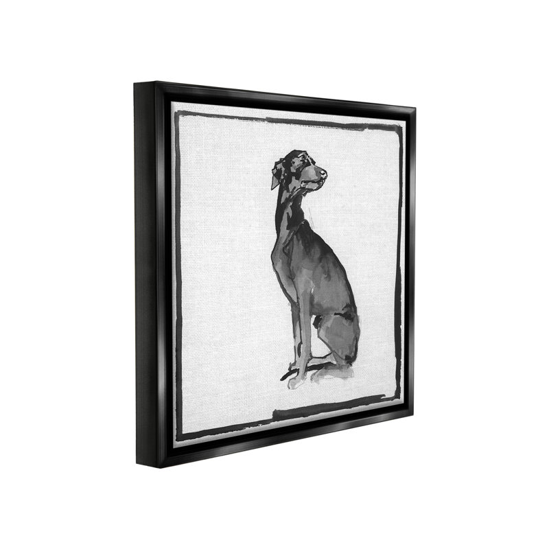 "Minimal Dog With Border" par Cartissi sur toile, Cadre flottant noir de jais, H 25 po x l 25 po
