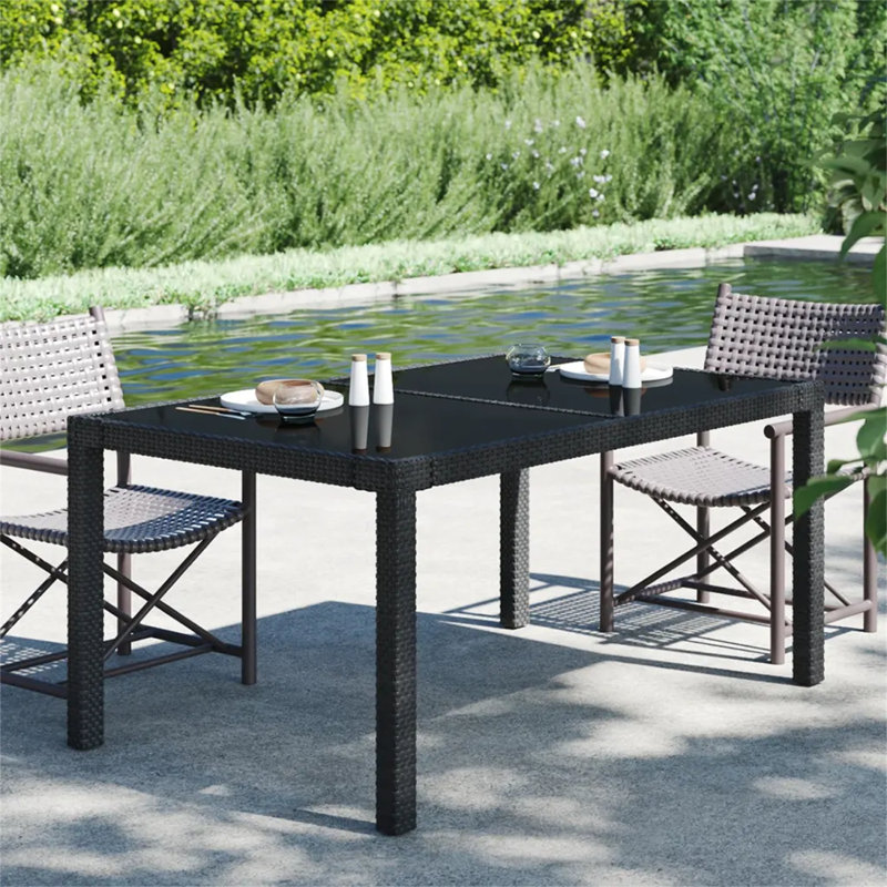 Bryshawn Metal Outdoor Dining Table , cm W 90cm cm D, Beige, Black, 75cm H x 150cm W x 90cm D