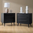 Commode d'appoint Mid-Century moderne à 3 tiroirs avec prise de courant Aviannah (ensemble de 2)