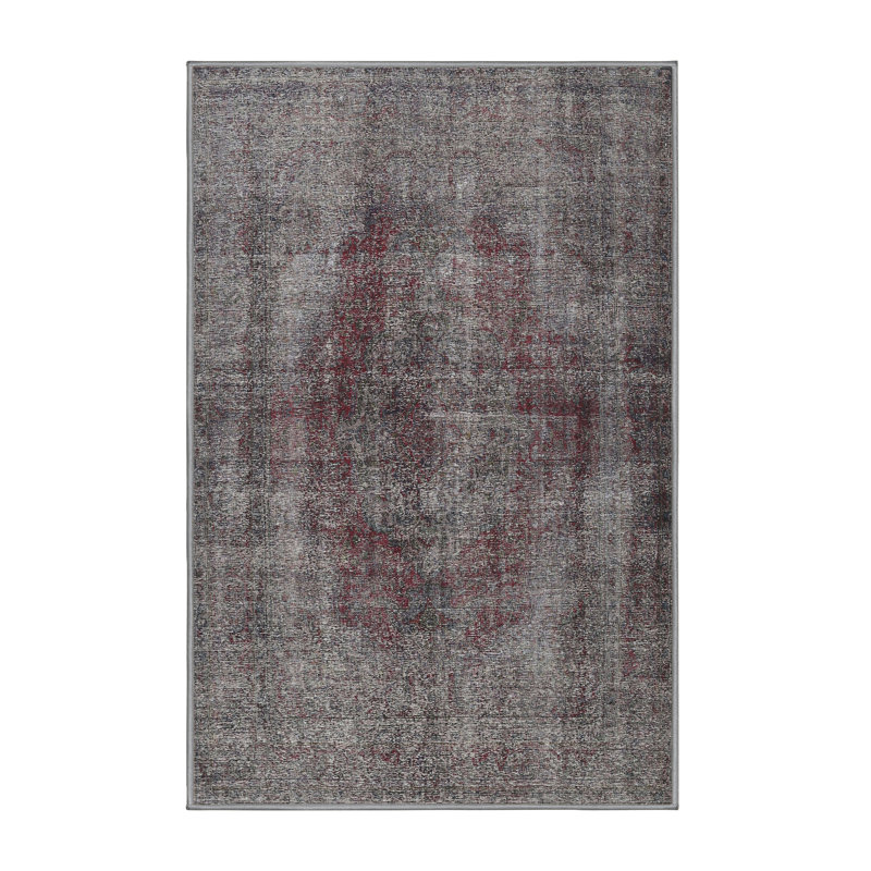 Tapis oriental gris / rouge, Rectangle 5 pi x 7 pi