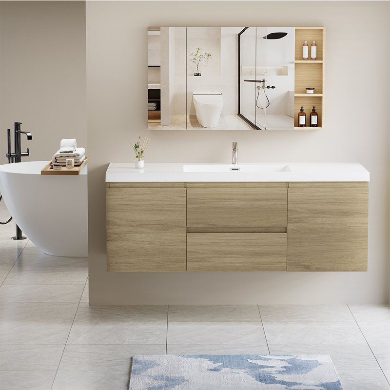 Meuble-lavabo flottant 59 po avec lavabo simple 59 po
