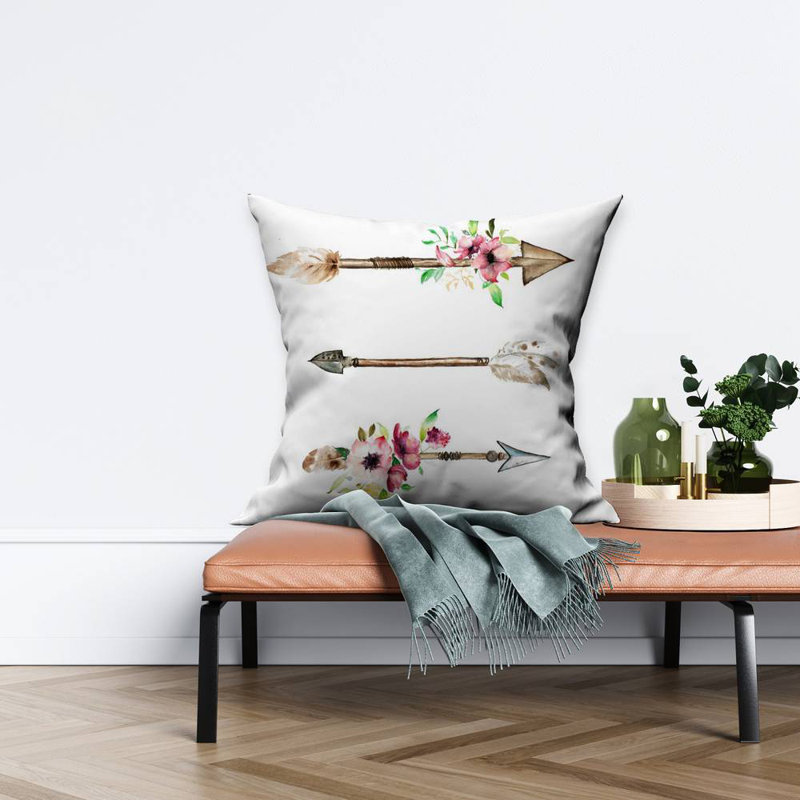 Arrowheads and Flowers Pink Object Poly Twill Throw | Home Decor